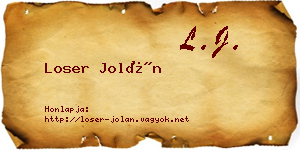 Loser Jolán névjegykártya
